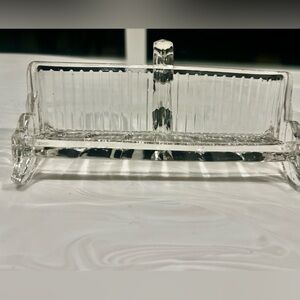Vintage -Antique Heisey Glass Wide Flat Panel Domino Sugar Cube Tray / Crackers